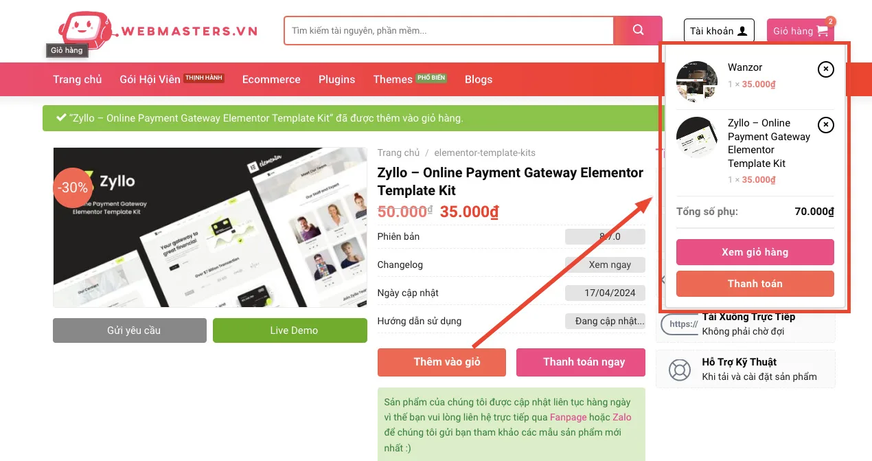 Hướng dẫn mua hàng tại Webmasters.vn - Nhanh chóng & Tiện lợi - hong dan mua them vao gio hang