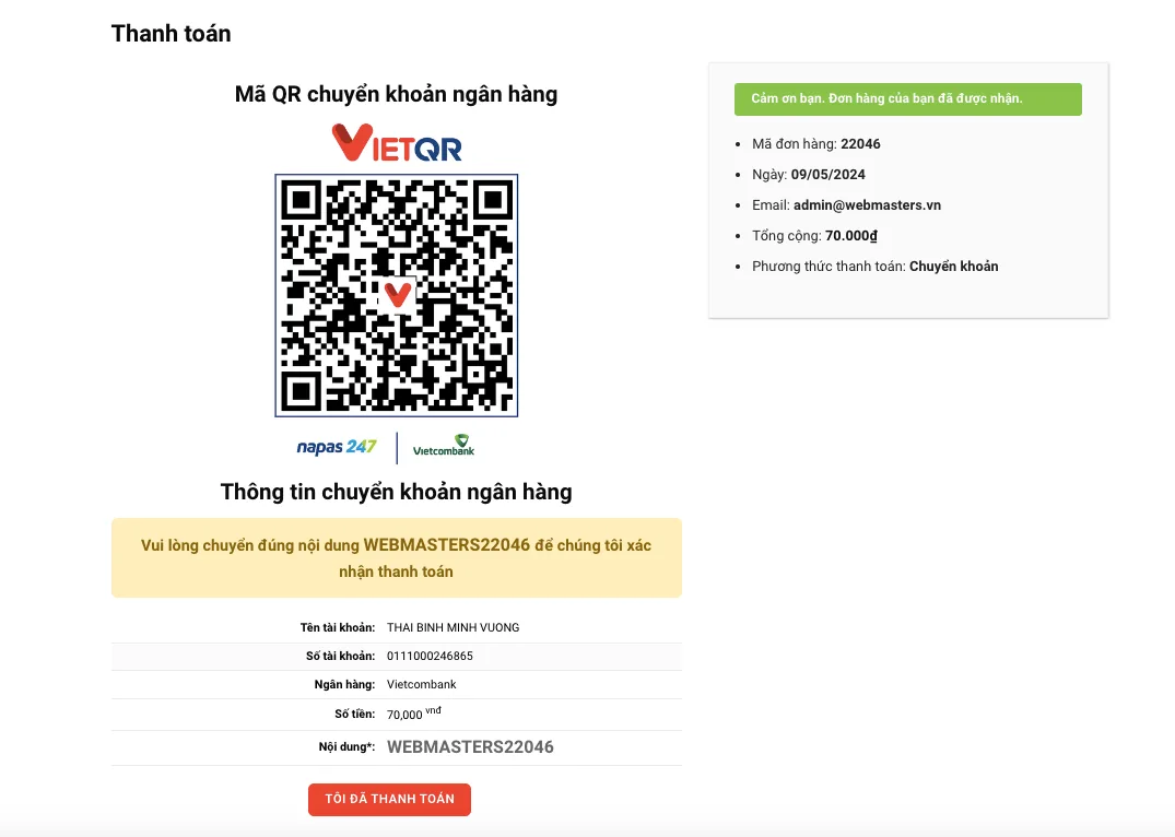 Hướng dẫn mua hàng tại Webmasters.vn - Nhanh chóng & Tiện lợi - houng dan mua hang quet qr