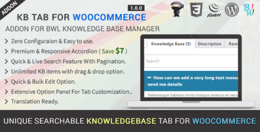 KB Tab For WooCommerce – Knowledgebase Addon