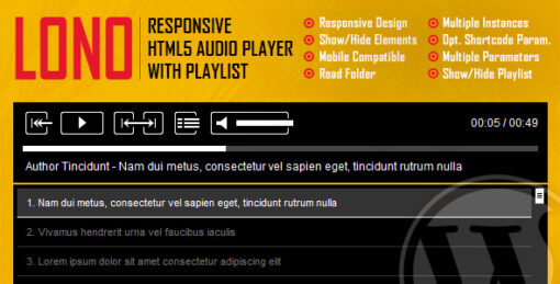Lono – Responsive HTML5 Audio Player With Playlist