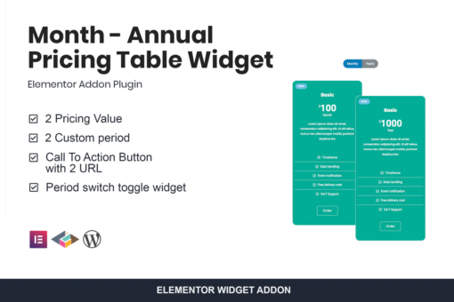 Month – Annual Pricing Table Widget For Elementor