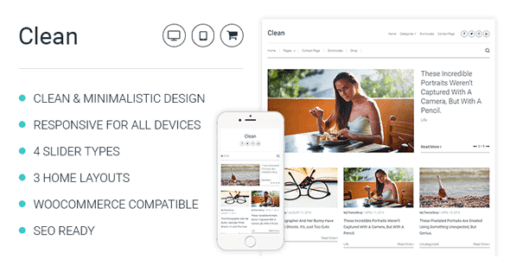 Clean – Minimalistic WordPress Theme For Professional Bloggers