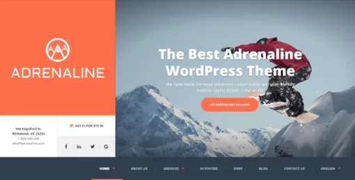 Adrenaline – WordPress Theme Adventure Activities, Sports & Travel Niche