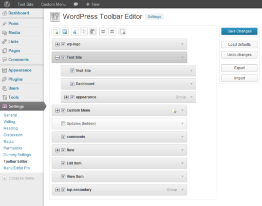 WordPress Toolbar Editor