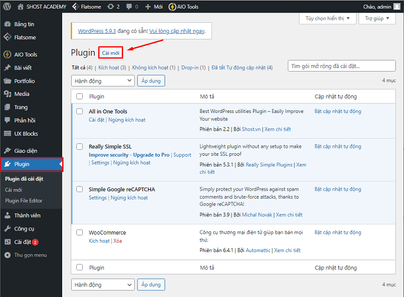 Hướng dẫn làm quen với WordPress chi tiết từ A - Z cho người mới - huong dan quan ly plugin wordpress