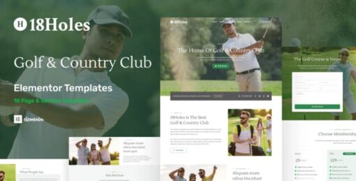 18Holes – Golf & Country Club Website Elementor Template Kit