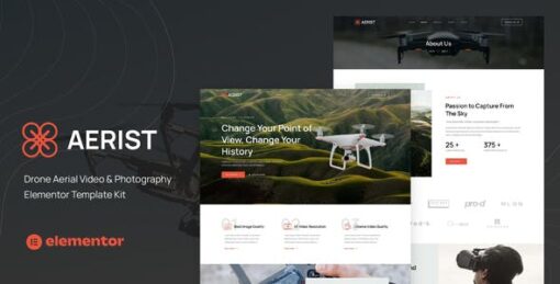 Aerist – Drone Aerial Video & Photography Elementor Template Kit