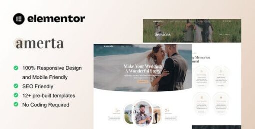 Amerta – Wedding Photography Service Elementor Template Kit