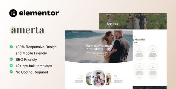Amerta – Wedding Photography Service Elementor Template Kit Amerta – Wedding Photography Service Elementor Template Kit