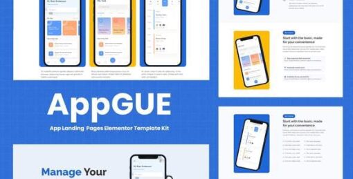 AppGUE – Mobile App Showcase Elementor Pro Template Kit