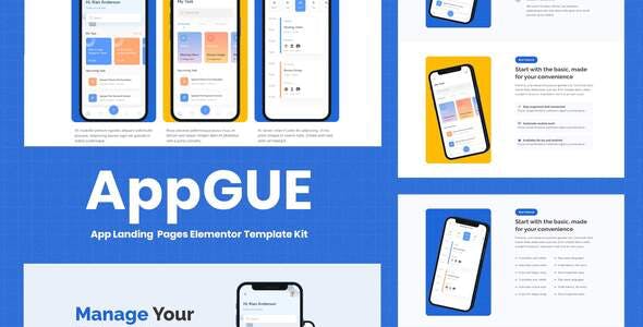 AppGUE – Mobile App Showcase Elementor Pro Template Kit AppGUE – Mobile App Showcase Elementor Pro Template Kit