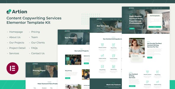 Artion | Content Copywriting Services Elementor Template Kit Artion | Content Copywriting Services Elementor Template Kit