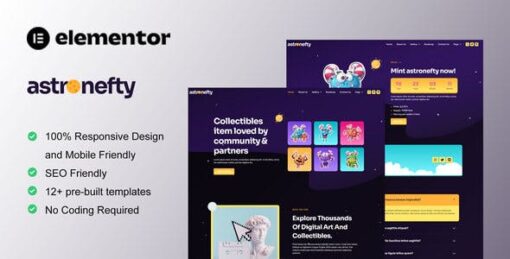 Astronefty – NFT Portfolio Elementor Template Kit