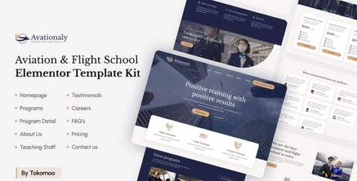 Aviationaly – Aviation & Flight School Elementor Template Kit