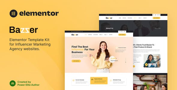 Bazzer – Influencer Marketing Agency Elementor Template Kit Bazzer – Influencer Marketing Agency Elementor Template Kit