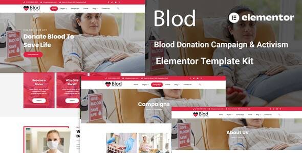 Blod – Blood Drive & Donation Campaigns Elementor Template Kit Blod – Blood Drive & Donation Campaigns Elementor Template Kit