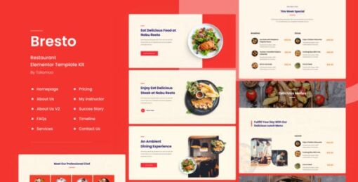 Bresto | Restaurant & Cafe Food Elementor Template Kit