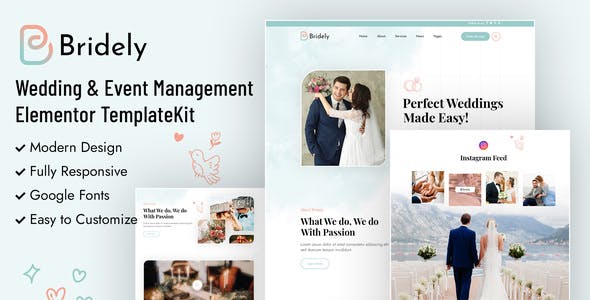 Bridely | Wedding & Event Management Elementor Template Kit Bridely | Wedding & Event Management Elementor Template Kit