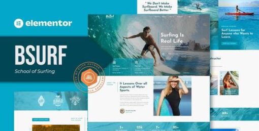 Bsurf – Surfing School Elementor Template Kit