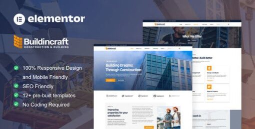 BuildinCraft- Construction & Building Elementor Template Kit