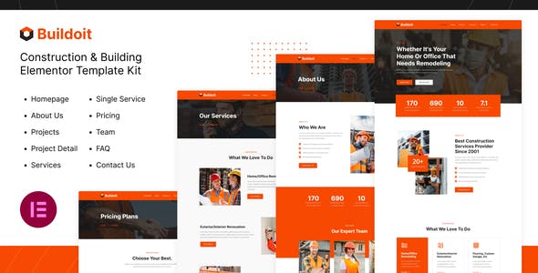 Buildoit | Construction & Building Elementor Template Kit Buildoit | Construction & Building Elementor Template Kit