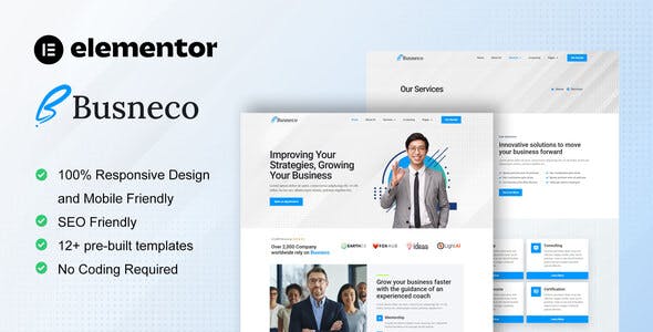 Busneco – Business Coach & Consulting Elementor Template Kit Busneco – Business Coach & Consulting Elementor Template Kit