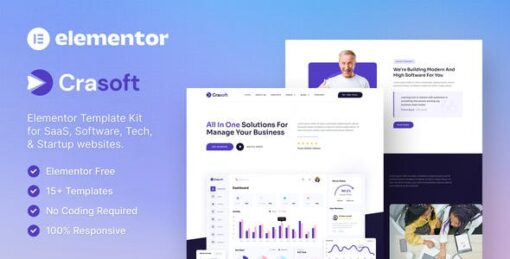 Crasoft – SaaS & Tech Startup Company Elementor Template Kit