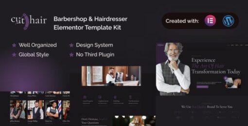 Cuthair – Barbershop & Hairdresser Elementor Pro Template Kit