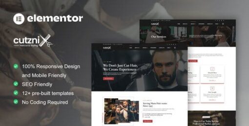 Cutznix – Barbershop & Hair Salon Elementor Template Kit