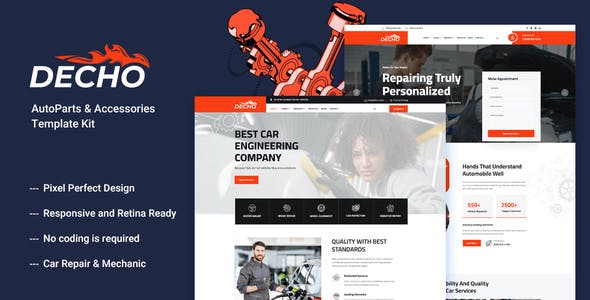 Decho – Car Repair Mechanic Elementor Template Kit Decho – Car Repair Mechanic Elementor Template Kit