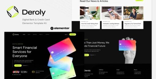Deroly – Digital Bank & Credit Card Elementor Template Kit