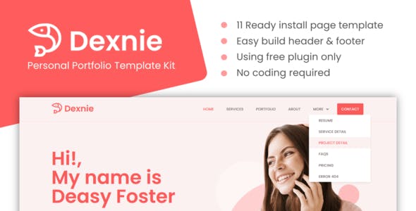 Dexnie – Personal Portfolio Elementor Template Kit Dexnie – Personal Portfolio Elementor Template Kit