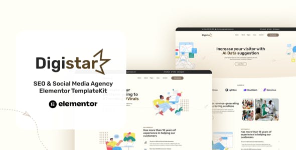Digistar – SEO & Social Media Agency Elementor Templat Kit Digistar – SEO & Social Media Agency Elementor Templat Kit