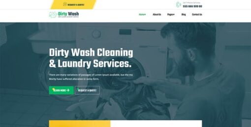 DirtyWash – Dry Cleaning & Laundry Service Elementor Template Kit