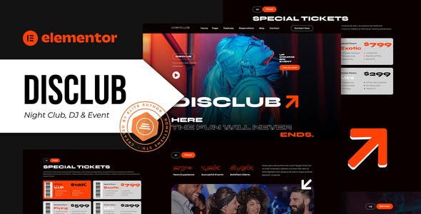 Disclub – Night Club DJ & Events Elementor Pro Template Kit Disclub – Night Club DJ & Events Elementor Pro Template Kit