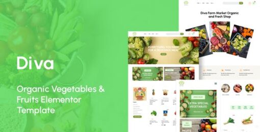 Diva – Organic Vegetables & Fruits Elementor Template Kit