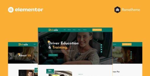 Drivale – Driving School Elementor Pro Full Site Template Kit