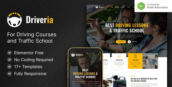 Driveria – Driving Course & Traffic School Elementor Template Kit Driveria – Driving Course & Traffic School Elementor Template Kit