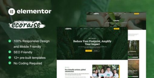 EcoRaise – Environmental Charity & Nonprofit Elementor Template Kit