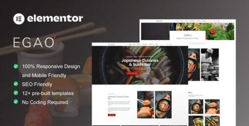 Egao – Japanese Restaurant & Sushi Bar Elementor Template Kit