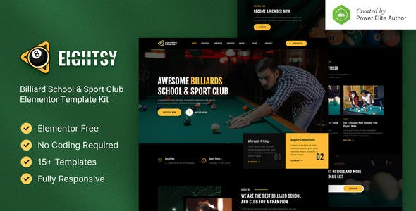 Eightsy – Billiard School & Sport Club Elementor Template Kit Eightsy – Billiard School & Sport Club Elementor Template Kit