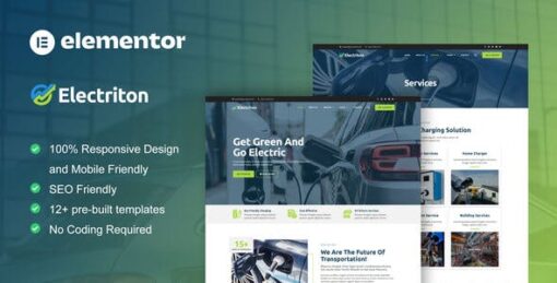 Electriton – Electric Vehicle & Charging Station Elementor Pro Template Kit