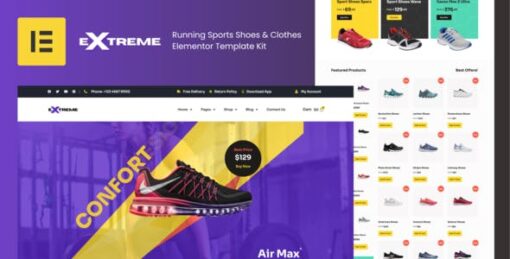 Extreme – Running Sports Shoes & Clothes Elementor Template Kit