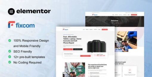 Fixcom – Mobile Phone & Computer Repair Elementor Template Kit