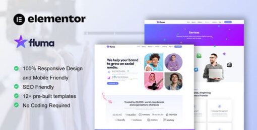Fluma – Influencer Marketing Agency Elementor Pro Template Kit