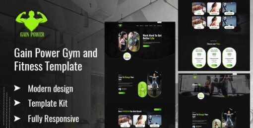 GAIN POWER – Gym & Fitness Elementor Template Kit