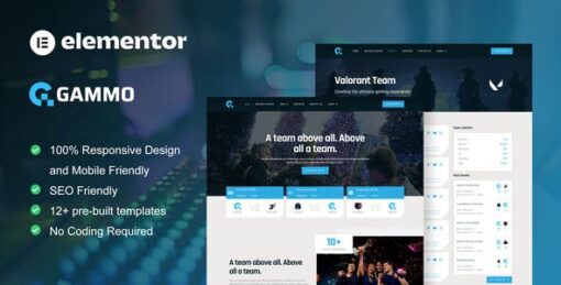 Gammo – Esports Team & Gaming Elementor Pro Template Kit