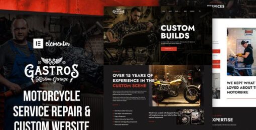 Gastros Garage – Motorcycle Service Repair Elementor Template Kit