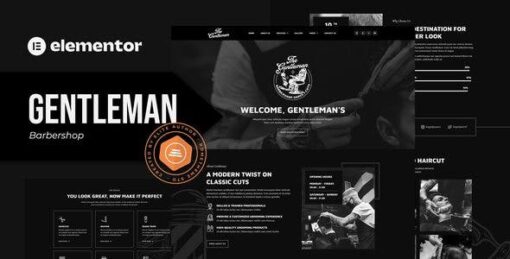 Gentleman – Barbershop & Hair Studio Elementor Template Kit