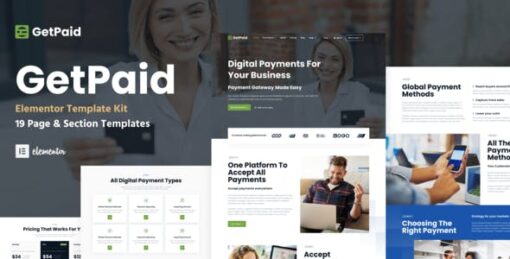 GetPaid – Payment Gateway & Fintech Service WordPress Elementor Template Kit